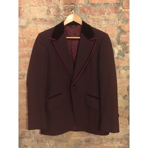 Velvet Trimmed Burgundy Dinner Jacket